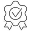 a logo of a rosette with a checkmark on it